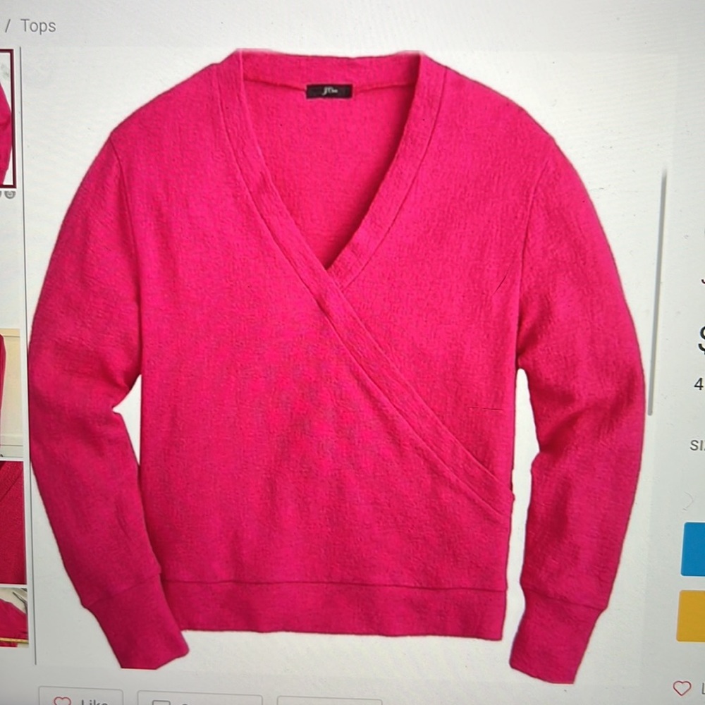 J Crew cotton pho wrap, top, textured, crêpe, pink size S